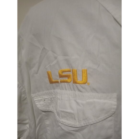 LSU Tigers Shirt Mens 2XL White Columbia PFG Omni Shade Fishing Short Sleeve - Picture 2 of 12